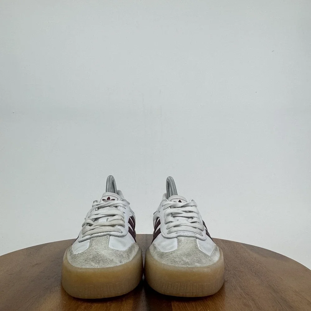 Womens Adidas Sambae White Shadow Red Leather Casual Comfort Sneakers Size 5.5 M - Picture 3 of 8